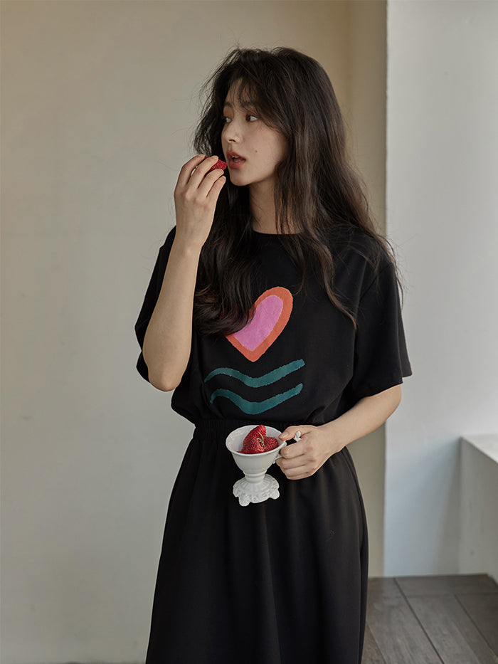 VERILADY | 【予約商品 注文後7日~10日以内出荷】ハートプリントTシャツ
