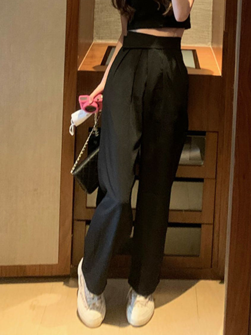 高腰直筒修身褲