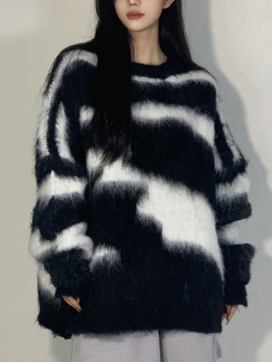 XÁC MINH|Quần dệt kim dáng rộng họa tiết ngựa vằn