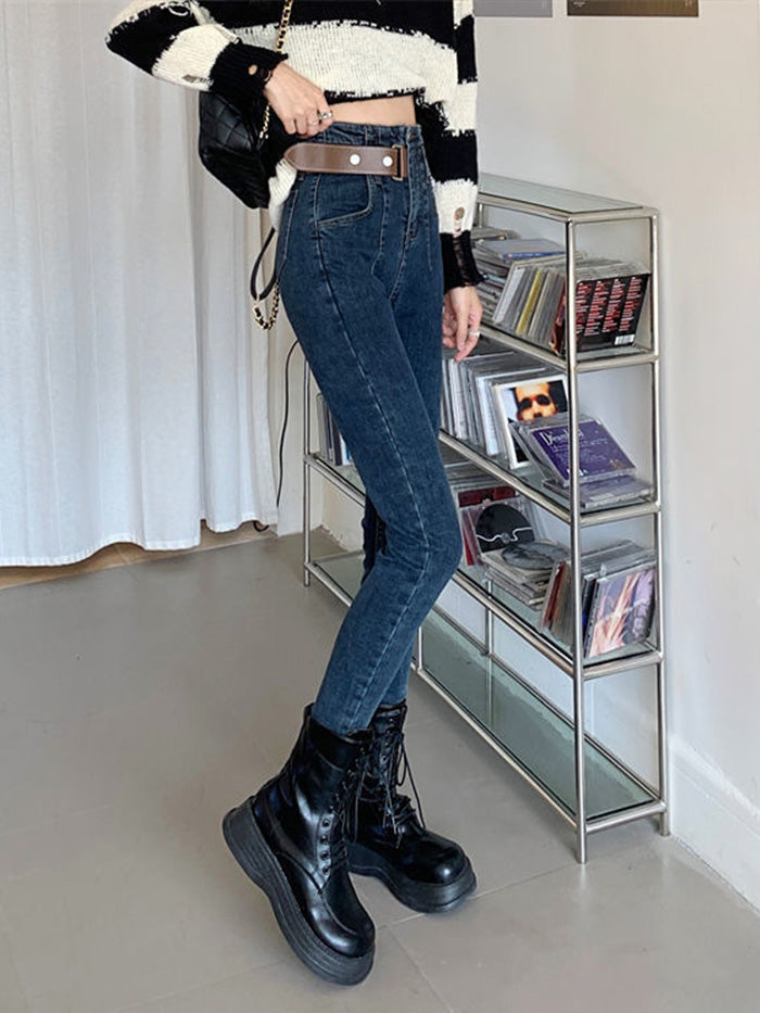 VERILADY | Thắt lưng Quần skinny denim Quần jean cạp cao Quần jean