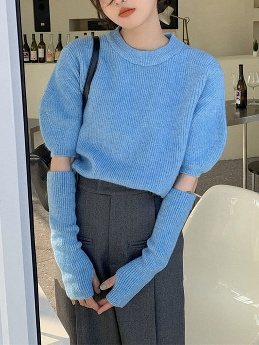 VERILADY | Áo len tay ngắn có túi giữ ấm cánh tay