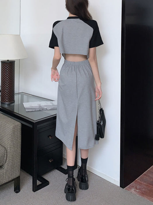 VERILADY | 英字プリント スリット ワンピース