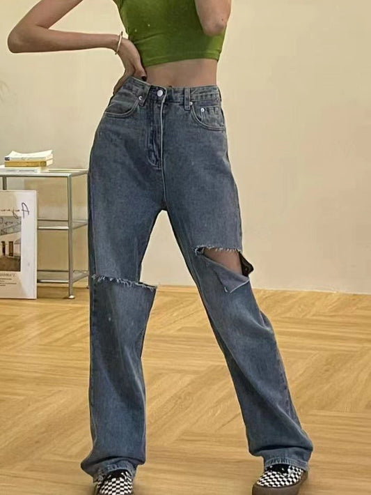 VERILADY | Quần jean denim rách rộng thùng thình