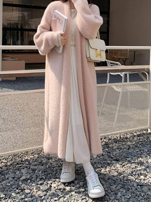 XÁC MINH | Áo khoác dệt kim dài dày xù xì