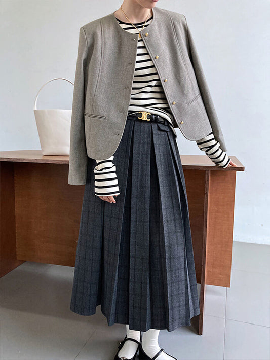 VERILADY | ノーカラー フォーマル スーツ ジャケット