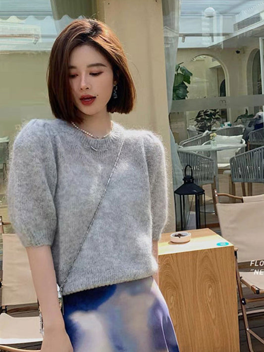 VERILADY | Áo chui đầu dệt kim mỏng tay ngắn Openwork