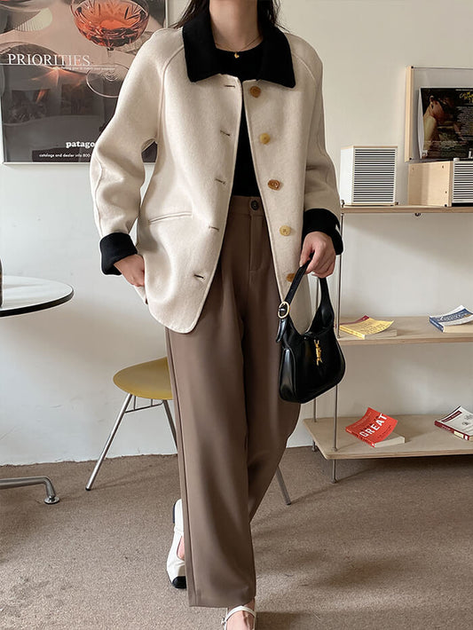 VERILADY |Áo khoác len dáng ngắn cổ búp bê