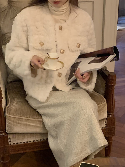 VERILADY |Áo khoác lông ngắn mịn