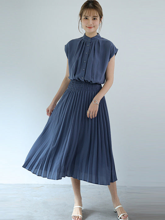 VERILADY | Đầm Maxi Tay Ngắn Xếp Ly