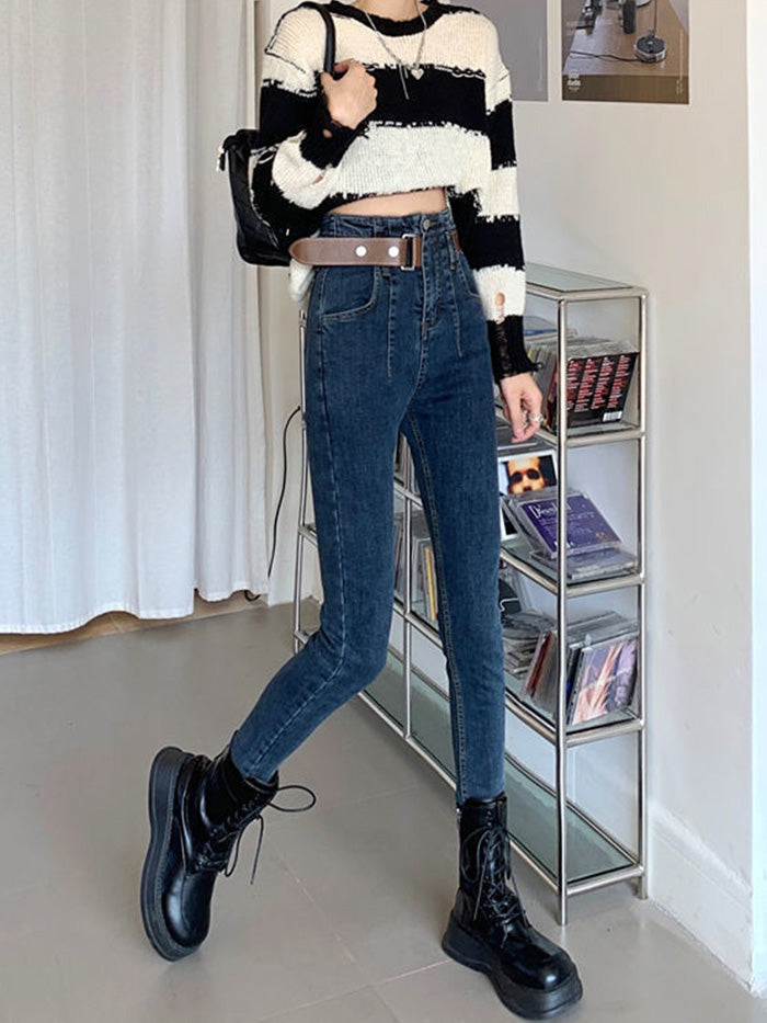 VERILADY | Thắt lưng Quần skinny denim Quần jean cạp cao Quần jean