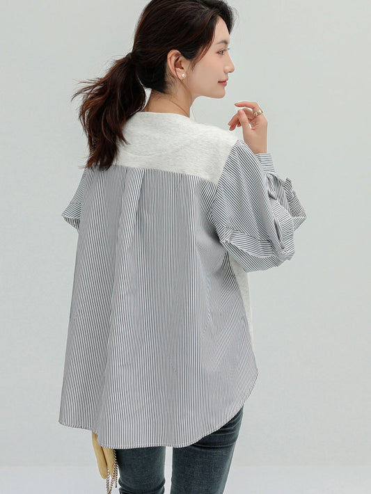 VERILADY | Áo sơ mi chuyển đổi sọc cổ tròn