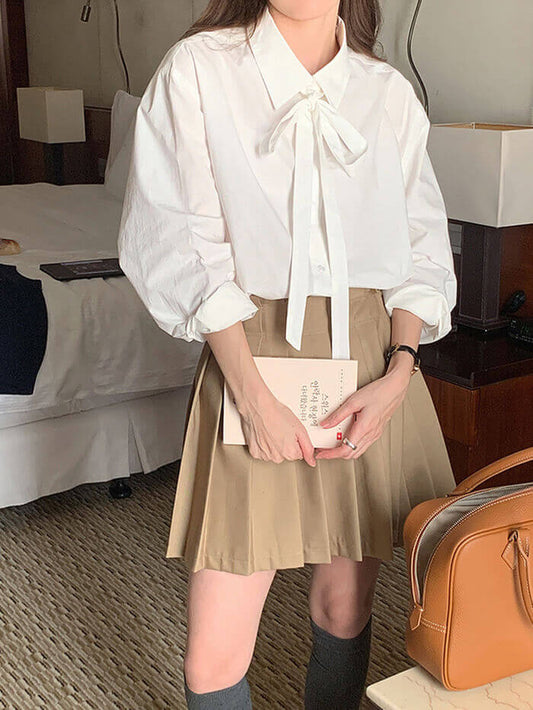VERILADY | Áo Sơ Mi Cổ Nơ Thắt Nơ Thường Ngày
