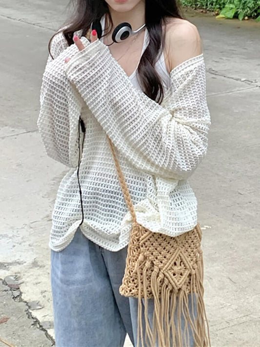 VERILADY | Bộ 2 món áo đan len và cổ hở