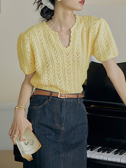 VERILADY | Vintage Openwork Knit Top Thin