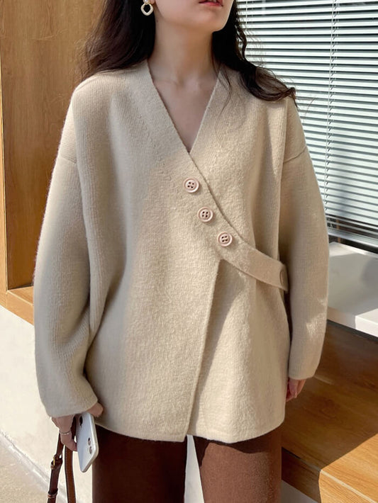 VERILADY | Áo len cổ chữ V xẻ tà