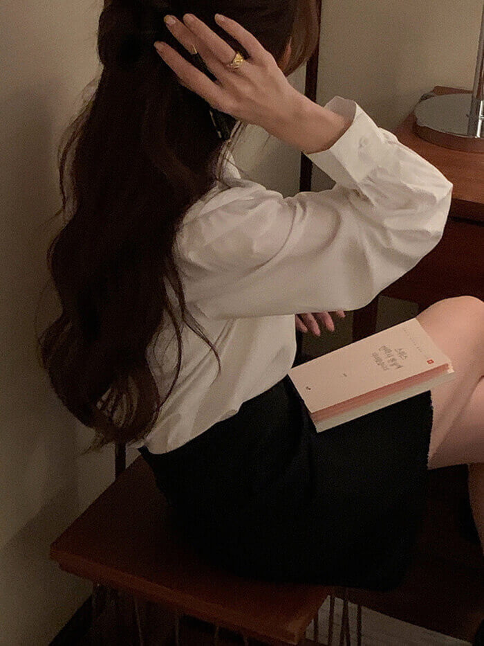 VERILADY | 圓領襯衫成人可愛鈕扣襯衫