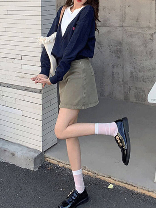 XÁC MINH | VÁY NGẮN DENIM CHỮ A