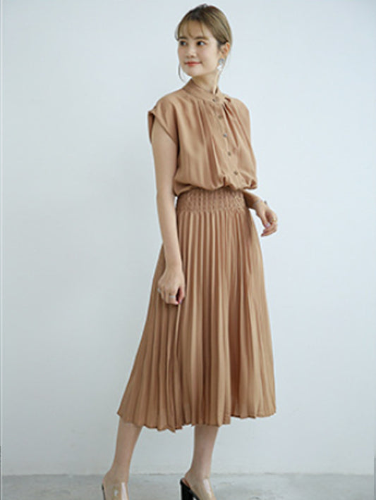 VERILADY | Đầm Maxi Tay Ngắn Xếp Ly