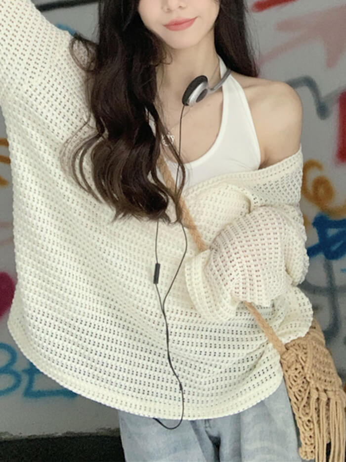 VERILADY | Bộ 2 món áo đan len và cổ hở