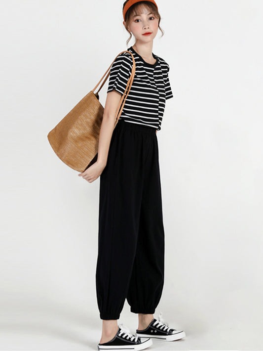 VERILADY | Quần harem ống rộng phối vải lanh