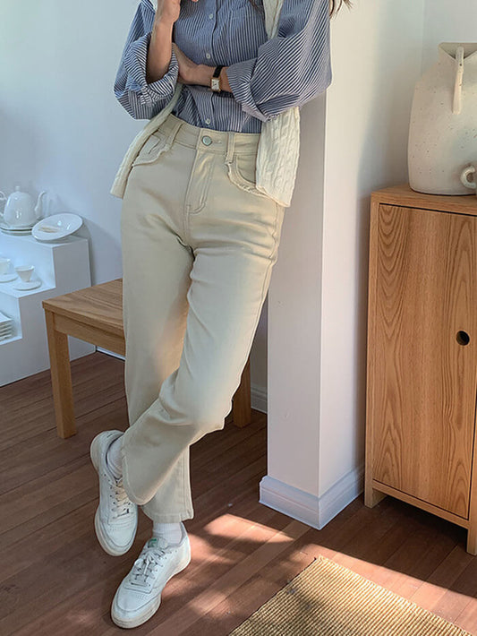 VERILADY | ハイウエストストレートデニムパンツ