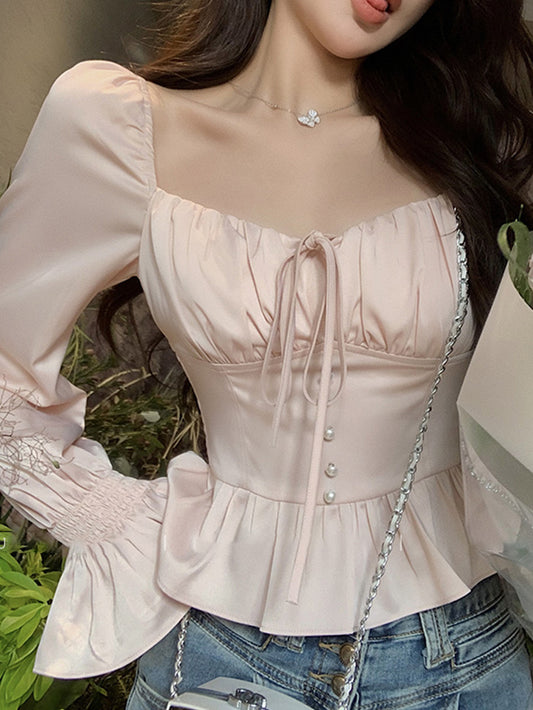 VERILADY | Áo sơ mi ruy băng tay loe ngọt ngào