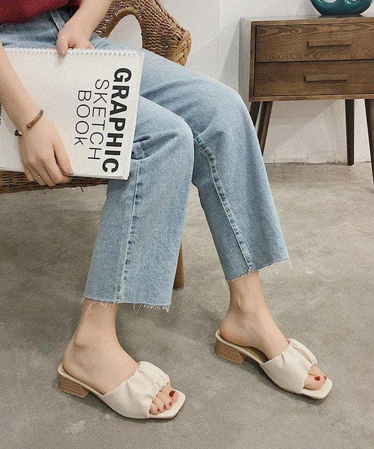 オープントゥミドルヒールサンダル - jemiremi