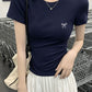 VERILADY |リボン刺繡サマーニット ベーシック半袖Tシャツ