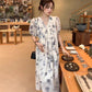 ❀TikTokLIVE | 5906 白黒花柄ひも付きワンピ