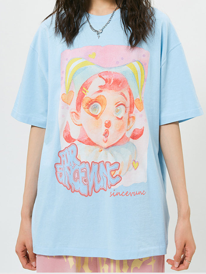 VERILADY |プリントユニセックスオーバーサイズTシャツ