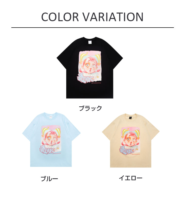 VERILADY |プリントユニセックスオーバーサイズTシャツ