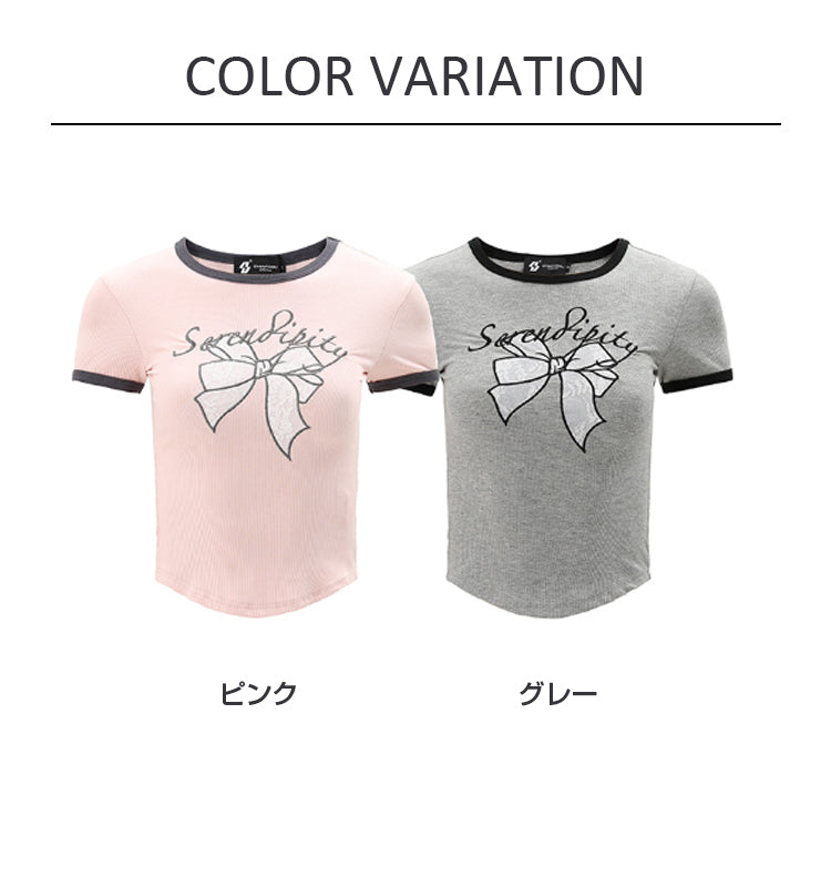 VERILADY |フロントレース切替リボンモチーフTシャツ