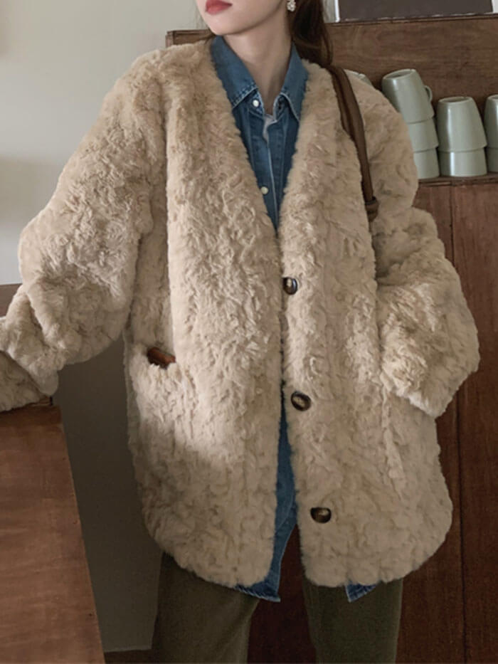 VERILADY | 蓬鬆毛皮大衣