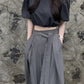 VERILADY |アシンメトリーパンツ ハイウエストワイドパンツ ウエストリボン　韓国ファッション