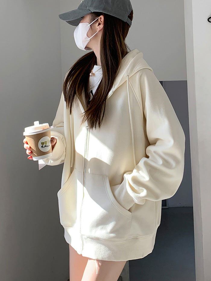 VERILADY | Áo hoodie đơn giản màu xám có mũ trùm đầu