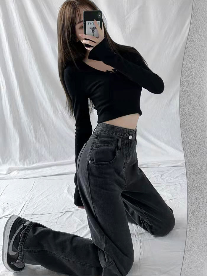 VERILADY | 韓國高腰直筒牛仔褲