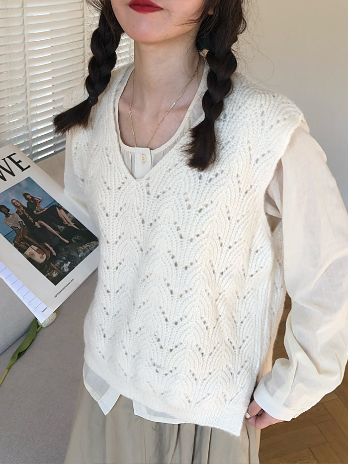VERILADY | Áo vest dệt kim hở cổ chữ V cổ điển