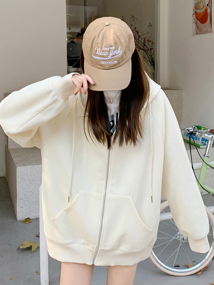 VERILADY | Áo hoodie đơn giản màu xám có mũ trùm đầu