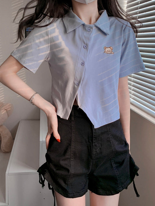 VERILADY |  ポロネックTシャツ 裾不規則デザイン