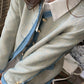 XÁC MINH | Áo khoác vải tuýt denim hai màu chất liệu khác nhau phong cách cardigan không cổ