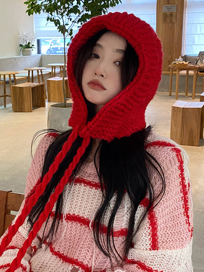 XÁC MINH | Mũ đan ruy băng Balaclava Hàn Quốc